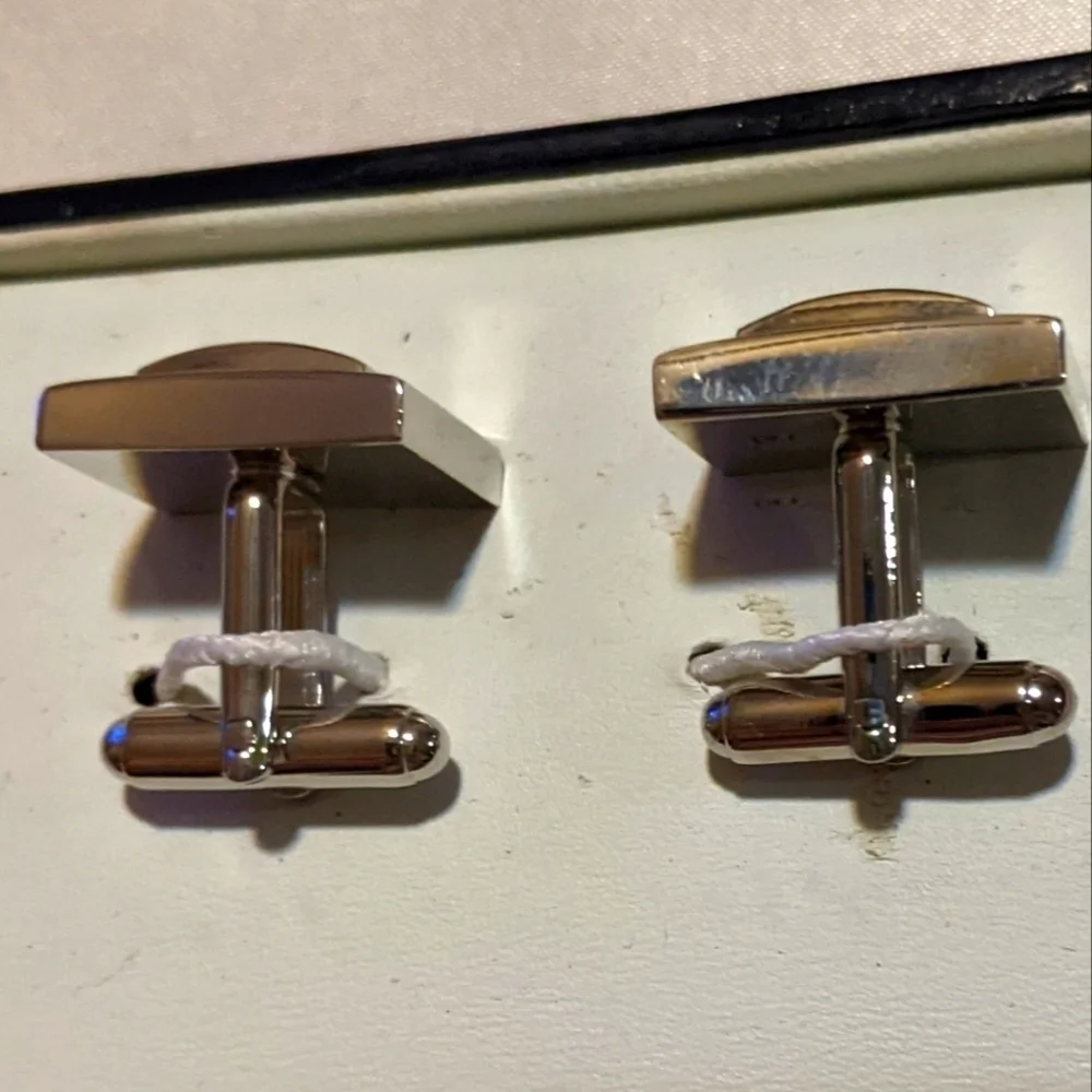 CROFT & BARROW Men's Brushed Silver Tone Rectangular Cufflinks IOB